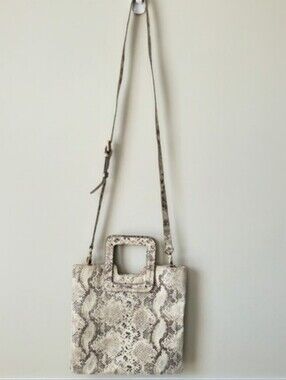 TMRW Studio 100% Leather Snake-Print Squared Crossbody/Clutch Bag - 9.5x10